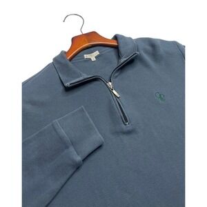 Peter Millar Sweatshirt Mens M Blue 1/4 Zip Long Sleeve 100% Cotton Pullover